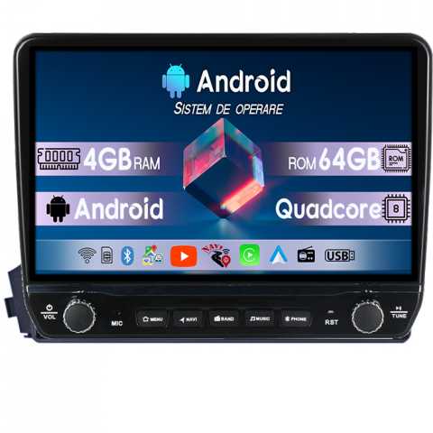 Navigatii Dedicate - Navigatie dedicata SsangYong Kyron 2005-2011 Tesla cu butoane rotative model 2024, 4GB RAM 64GB ROM, Procesor Quadcore, Android 14, Display QLED 10", DSP, Carplay&Android Auto