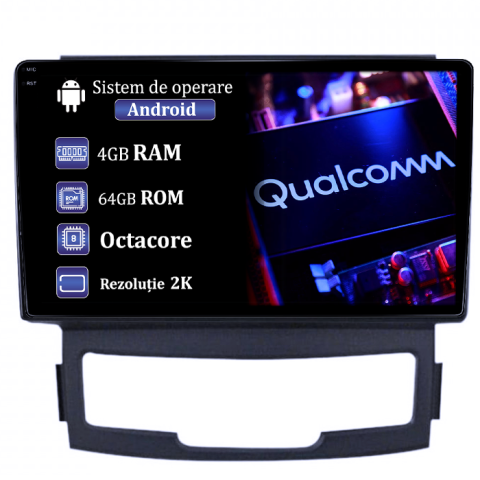 Korando 2010-2013 - Navigatie dedicata Ssangyong Korando 2010-2013, 4GB RAM 64GB ROM, Procesor Qualcomm Octacore, Android 14, Rezolutie 2K, Display QLED 9", DSP, Carplay&Android Auto, SIM 4G