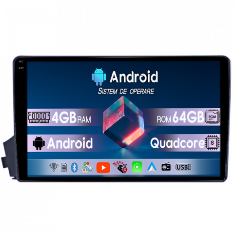 SsangYong - Navigatie dedicata Ssangyong Kyron 2005-2011, 4GB RAM 64GB ROM, Quad Core, Display 9" QLED 1K, Carplay, Android 14, Bluetooth, Magazin Play, Suport Camere AHD