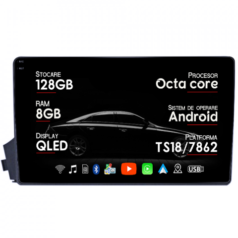 Navigatii Dedicate - Navigatie dedicata Ssangyong Kyron 2005-2011, 8GB RAM 128GB ROM, Octacore, Platforma TS18, Android 14, Display QLED 9", Suporta camera 360", DSP, Carplay&Android Auto, SIM 4G, Ventilator Activ