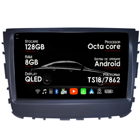 Navigatii Dedicate - Navigatie dedicata SsangYong Rexton 2019, 8GB RAM 128GB ROM, Octacore, Platforma TS18, Android 14, Display QLED 9", Suporta camera 360", DSP, Carplay&Android Auto, SIM 4G, Ventilator Activ
