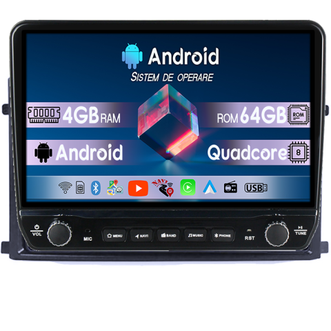 Navigatii Dedicate - Navigatie dedicata SsangYong Rexton 2020+ & XLV 2015+ Tesla cu butoane rotative model 2024, 4GB RAM 64GB ROM, Procesor Quadcore, Android 14, Display QLED 10", DSP, Carplay&Android Auto