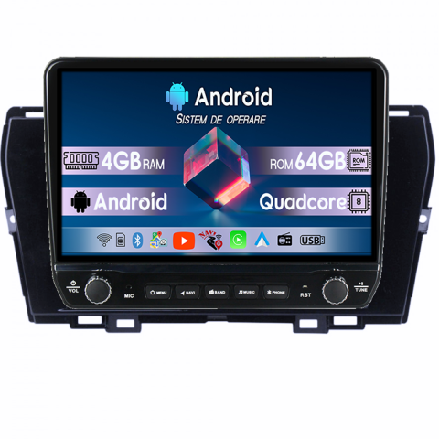Navigatii Dedicate - Navigatie dedicata SsangYong Tivoli 2019-2021 Tesla cu butoane rotative model 2024, 4GB RAM 64GB ROM, Procesor Quadcore, Android 14, Display QLED 10", DSP, Carplay&Android Auto