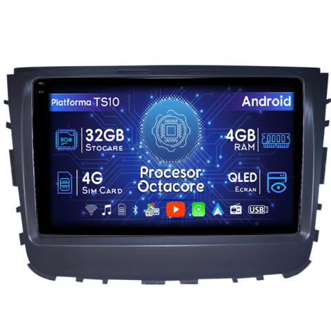 Rexton 2019 - Navigatie dedicata SsangYong Rexton 2019, 4GB RAM 32GB ROM, Octacore, Android 14, Display QLED  10", DSP, Carplay&Android Auto, SIM 4G, Bluetooth, Ventilator Activ