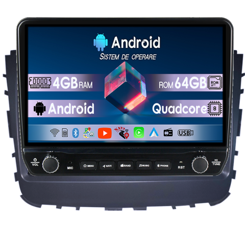 Navigatii Dedicate - Navigatie dedicata SsangYong Rexton 2019 Tesla cu butoane rotative model 2024, 4GB RAM 64GB ROM, Procesor Quadcore, Android 14, Display QLED 10", DSP, Carplay&Android Auto