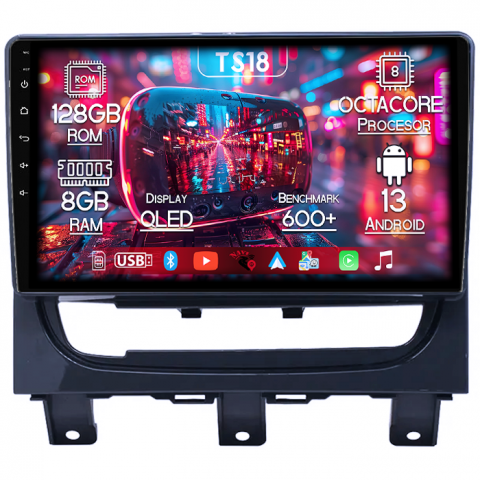 Fiat Strada - Navigatie dedicata Strada 2012-2015, 8GB RAM 128GB ROM, Octacore, Platforma TS18, Android 13, Display QLED 9”, Suporta camera 360º, DSP, Carplay&Android Auto, SIM 4G, Ventilator Activ
