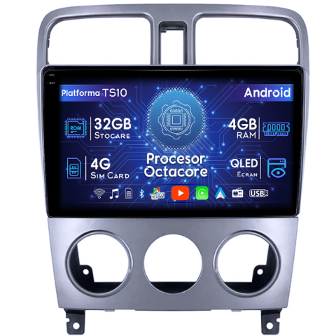 Subaru - Navigatie dedicata Subaru Forester 2004-2008, 4GB RAM 32GB ROM, Octacore, Android 14, Display QLED 1K 9", DSP, Carplay&Android Auto, SIM 4G, Bluetooth, Ventilator Activ
