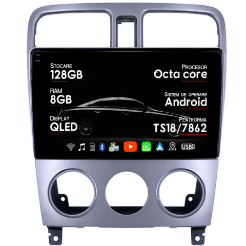 Navigatii Dedicate - Navigatie dedicata Subaru Forester 2004-2008, 8GB RAM 128GB ROM, Octacore, Platforma TS18, Android 14, Display QLED 9", Suporta camera 360", DSP, Carplay&Android Auto, SIM 4G, Ventilator Activ