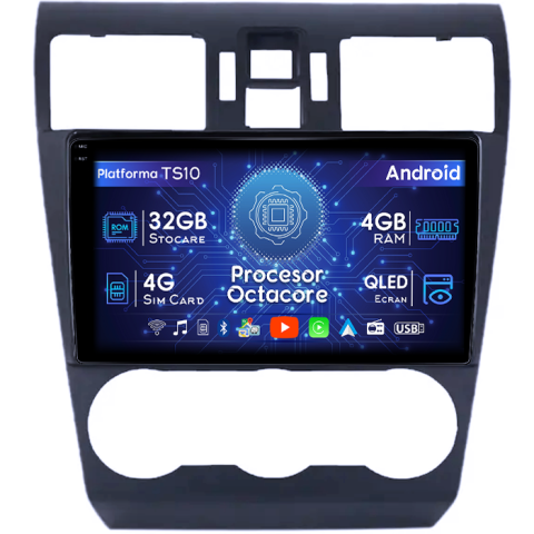 Forester - Navigatie dedicata Subaru Forester 2013-2014, 4GB RAM 32GB ROM, Octacore, Android 14, Display QLED 1K 9", DSP, Carplay&Android Auto, SIM 4G, Bluetooth, Ventilator Activ