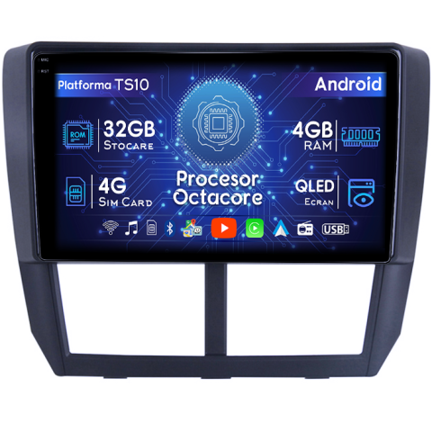 Subaru - Navigatie dedicata Subaru Forester 3 2007-2013, 4GB RAM 32GB ROM, Octacore, Android 14, Display QLED 1K 9", DSP, Carplay&Android Auto, SIM 4G, Bluetooth, Ventilator Activ