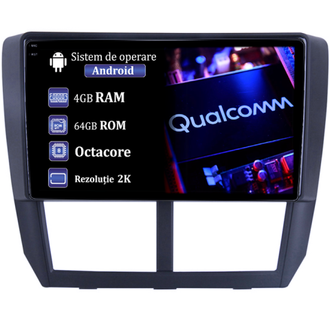 Forester 3 2007-2013 - Navigatie dedicata Subaru Forester 3 2007-2013, 4GB RAM 64GB ROM, Procesor Qualcomm Octacore, Android 14, Rezolutie 2K, Display QLED 9", DSP, Carplay&Android Auto, SIM 4G