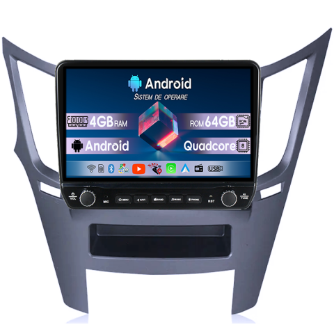 Legacy Outback 2009-2014 - Navigatie dedicata Subaru Legacy Outback 2009-2014 Tesla cu butoane rotative model 2024, 4GB RAM 64GB ROM, Procesor Quadcore, Android 14, Display QLED 10", DSP, Carplay&Android Auto