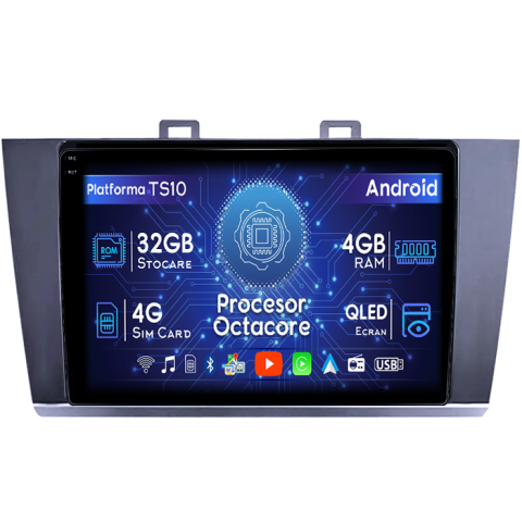 Subaru - Navigatie dedicata Subaru Legacy Outback 2015-2018, 4GB RAM 32GB ROM, Octacore, Android 14, Display QLED 1K 9", DSP, Carplay&Android Auto, SIM 4G, Bluetooth, Ventilator Activ
