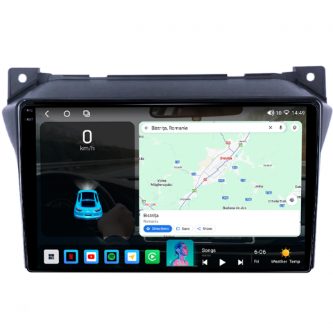Navigatie dedicata Suzuki Alto 2009-2016, 4GB RAM 64GB ROM, Octacore, Android 14, Display QLED 1K 9", Carplay&Android Auto, SIM 4G, Ventilator Activ [1]