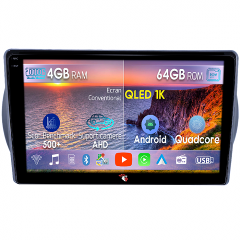 Alto 2009-2016 - Navigatie dedicata Suzuki Alto 2013-, 4GB RAM 64GB ROM, Octacore, Android 14, Display QLED 1K 9", Carplay&Android Auto, SIM 4G, Ventilator Activ