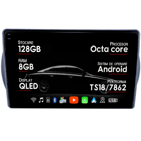 Navigatii Dedicate - Navigatie dedicata Suzuki Alto 2013-, 8GB RAM 128GB ROM, Octacore, Platforma TS18, Android 14, Display QLED 9", Suporta camera 360", DSP, Carplay&Android Auto, SIM 4G, Ventilator Activ