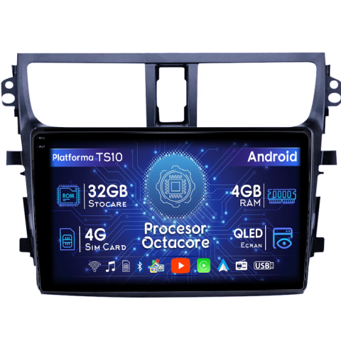 Suzuki - Navigatie dedicata Suzuki Celerio 2015-2018, 4GB RAM 32GB ROM, Octacore, Android 14, Display QLED 1K 9", DSP, Carplay&Android Auto, SIM 4G, Bluetooth, Ventilator Activ