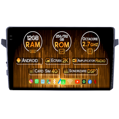 Navigatii Dedicate - Navigatie dedicata Suzuki Cultus 2017, 12GB RAM 256GB ROM, Android 14, Rezolutie 2K, Display QLED, 10", DSP, Carplay, Android Auto, Internet, Youtube, Waze, Wi Fi, USB