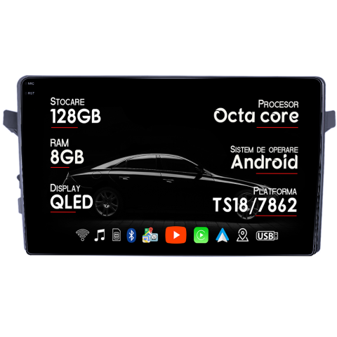Navigatii Dedicate - Navigatie dedicata Suzuki Cultus 2017, 8GB RAM 128GB ROM, Octacore, Platforma TS18, Android 14, Display QLED 10", Suporta camera 360", DSP, Carplay&AndroidAuto