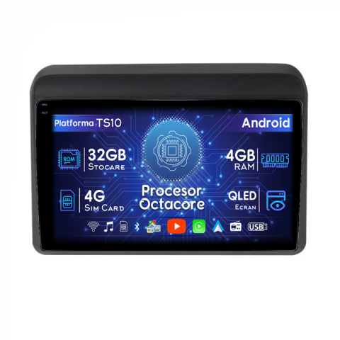Navigatii Dedicate - Navigatie dedicata Suzuki Ertiga 2018-2020, 4GB RAM 32GB ROM, Octacore, Android 14, Display QLED  10", DSP, Carplay&Android Auto, SIM 4G, Bluetooth, Ventilator Activ