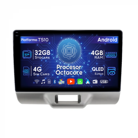 Navigatii Dedicate - Navigatie dedicata Suzuki Every 2016, 4GB RAM 32GB ROM, Octacore, Android 14, Display QLED  10", DSP, Carplay&Android Auto, SIM 4G, Bluetooth, Ventilator Activ