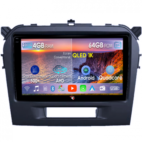 Grand Vitara (2016+) - Navigatie dedicata Suzuki Grand Vitara 2016+, 4GB RAM 64GB ROM, Octacore, Android 14, Display QLED 1K 9", Carplay&Android Auto, SIM 4G, Ventilator Activ