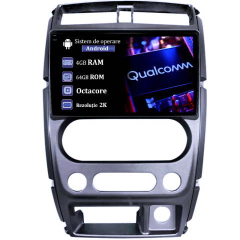 Navigatii Dedicate - Navigatie dedicata Suzuki Jimny 2007-2012,4GB RAM 64GB ROM, Procesor Qualcomm Octacore, Android 14, Rezolutie 2K, Display QLED 9", DSP, Carplay&Android Auto, SIM 4G