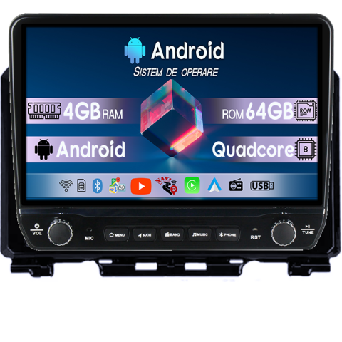 Jimny 2018-2020 - Navigatie dedicata Suzuki Jimny 2018-2020 Tesla cu butoane rotative model 2024, 4GB RAM 64GB ROM, Procesor Quadcore, Android 14, Display QLED 10", DSP, Carplay&Android Auto