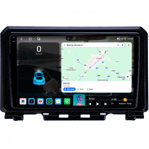 Navigatie dedicata Suzuki Jimny 2018-2020, 4GB RAM 64GB ROM, Octacore, Android 14, Display QLED 1K 9", Carplay&Android Auto, SIM 4G, Ventilator Activ [1]