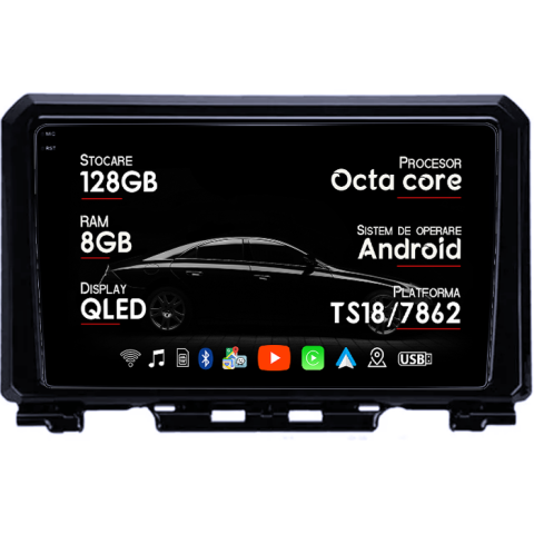 Navigatii Dedicate - Navigatie dedicata Suzuki Jimny 2019, 8GB RAM 128GB ROM, Octacore, Platforma TS18, Android 14, Display QLED 9", Suporta camera 360", DSP, Carplay&Android Auto, SIM 4G, Ventilator Activ