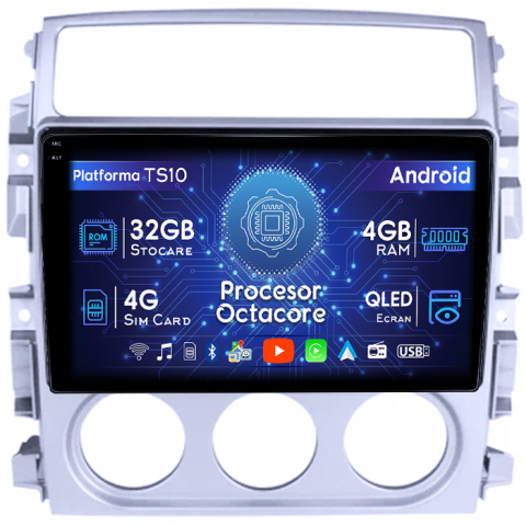 Liana 2004-2008 - Navigatie dedicata Suzuki Liana 2004-2008, 4GB RAM 32GB ROM, Octacore, Android 14, Display QLED 1K 9", DSP, Carplay&Android Auto, SIM 4G, Bluetooth, Ventilator Activ