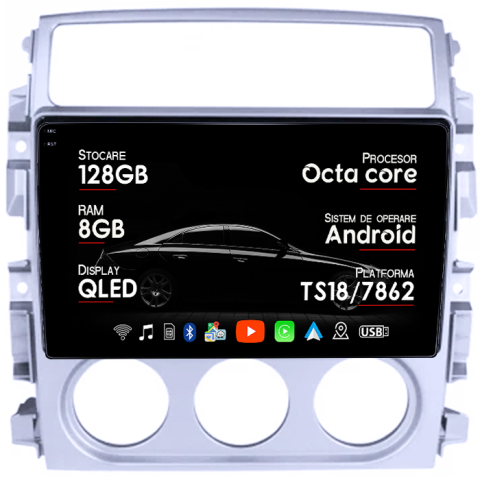 Navigatii Dedicate - Navigatie dedicata Suzuki Liana 2004-2008, 8GB RAM 128GB ROM, Octacore, Platforma TS18, Android 14, Display QLED 9", Suporta camera 360", DSP, Carplay&Android Auto, SIM 4G, Ventilator Activ