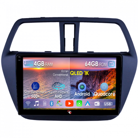 S-cross 2012-2016 - Navigatie dedicata Suzuki S-cross 2012-2016, 4GB RAM 64GB ROM, Octacore, Android 14, Display QLED 1K 9", DSP, Carplay, Android Auto, Internet, Youtube, Waze, WIFI, Bluetooth