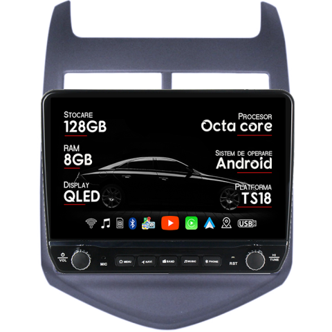 Aveo 2011-2015 - Navigatie dedicata Chevrolet Aveo 2012-2015 Tesla Cu Butoane Rotative Model 2024, Android, 10 inch , 8+128GB, Internet, Aplicatii, Waze, GPS