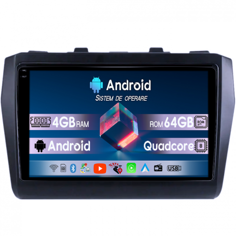 Suzuki - Navigatie dedicata Suzuki Swift 2017-2018, 4GB RAM 64GB ROM, Quad Core, Display 9" QLED 1K, Carplay, Android 14, Bluetooth, Magazin Play, Suport Camere AHD