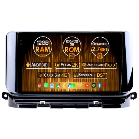 Octavia 4 2020-2024 - Navigatie dedicata Skoda Octavia 4 2020-2024, 12GB RAM 256GB ROM, Android 14, Rezolutie 2K, Display QLED, 10", DSP, Carplay, Android Auto, Internet, Youtube, Waze, Wi Fi, USB