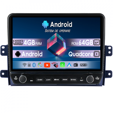 SX4 2006-2014 - Navigatie dedicata Suzuki SX4 2006-2014 Tesla cu butoane rotative model 2024, 4GB RAM 64GB ROM, Procesor Quadcore, Android 14, Display QLED 10", DSP, Carplay&Android Auto