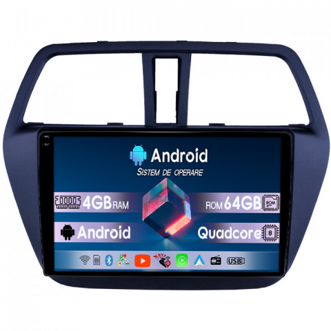 Suzuki - Navigatie dedicata Suzuki SX4 2014 S Cross, 4GB RAM 64GB ROM, Quad Core, Display 9" QLED 1K, Carplay, Android 14, Bluetooth, Magazin Play, Suport Camere AHD