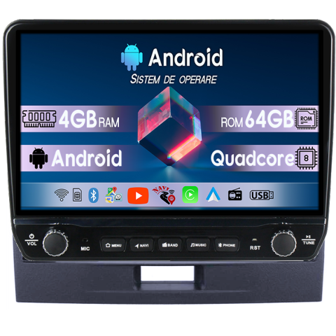 Wagonr 2010-2018 - Navigatie dedicata Suzuki Wagonr 2010-2018 Tesla cu butoane rotative model 2024, 4GB RAM 64GB ROM, Procesor Quadcore, Android 14, Display QLED 10", DSP, Carplay&Android Auto