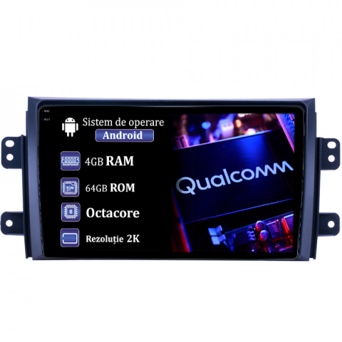Navigatii Dedicate - Navigatie dedicata Suzuki SX4, 4GB RAM 64GB ROM, Procesor Qualcomm Octacore, Android 14, Rezolutie 2K, Display QLED 9", DSP, Carplay&Android Auto, SIM 4G