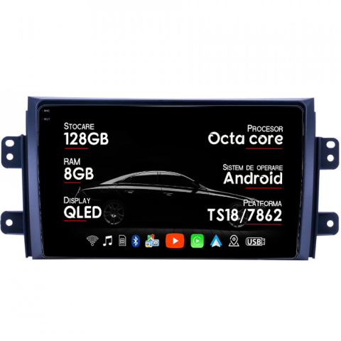 Fiat - Navigatie dedicata Suzuki SX4, 8GB RAM 128GB ROM, Octacore, Platforma TS18, Android 14, Display QLED 9", Suporta camera 360", DSP, Carplay&Android Auto, SIM 4G, Ventilator Activ