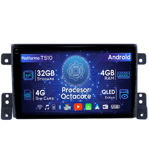 Grand Vitara (2005-2015) - Navigatie dedicata Suzuki Vitara 2005-2015, 4GB RAM 32GB ROM, Octacore, Android 14, Display QLED 1K 9", DSP, Carplay&Android Auto, SIM 4G, Bluetooth, Ventilator Activ
