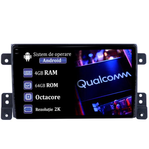 Navigatii Dedicate - Navigatie dedicata Suzuki Vitara 2005-2015, 4GB RAM 64GB ROM, Procesor Qualcomm Octacore, Android 14, Rezolutie 2K, Display QLED 9", DSP, Carplay&Android Auto, SIM 4G