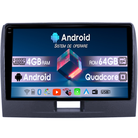 Wagonr 2010-2018 - Navigatie dedicata Suzuki Wagonr 2010-2018, 4GB RAM 64GB ROM, Quad Core, Display 9" QLED  Carplay, Android 14, Bluetooth, Magazin Play, Suport Camere AHD