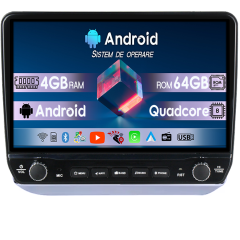 Fabia 2007-2014 - Navigatie dedicata Skoda Fabia 2007-2014 Tesla cu butoane rotative model 2024, 4GB RAM 64GB ROM, Procesor Quadcore, Android 14, Display QLED 10", DSP, Carplay&Android Auto