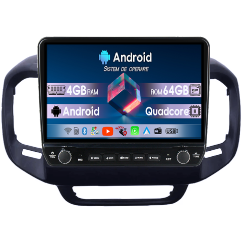 Fiat Toro - Navigatie dedicata Toro 2017-2020 Tesla cu butoane rotative model 2024, 4GB RAM 64GB ROM, Procesor Quadcore, Android 14, Display QLED 10", DSP, Carplay&Android Auto