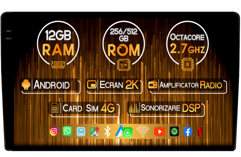 Allion 2018-2020 - Navigatie dedicata Toyota Allion 2018-2020, 12GB RAM 256GB ROM, Android 13, Rezolutie 2K, Display QLED, 10", DSP, Carplay, Android Auto, Internet, Youtube, Waze