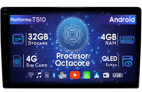 Allion 2018-2020 - Navigatie dedicata Toyota Allion 2018-2020, 4GB RAM 32GB ROM, Octacore, Android 14, Display QLED  10", DSP, Carplay&Android Auto, SIM 4G, Bluetooth, Ventilator Activ