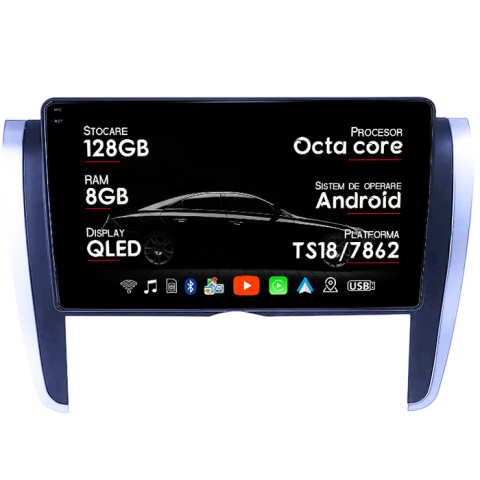 Navigatii Dedicate - Navigatie dedicata Toyota Allion 2007-2020, 8GB RAM 128GB ROM, Octacore, Platforma TS18, Android 14, Display QLED 9", Suporta camera 360", DSP, Carplay&Android Auto, SIM 4G, Ventilator Activ