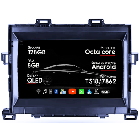 Navigatii Dedicate - Navigatie dedicata Toyota Alphard 2008-2014, 8GB RAM 128GB ROM, Octacore, Platforma TS18, Android 14, Display QLED 9", Suporta camera 360", DSP, Carplay&Android Auto, SIM 4G, Ventilator Activ